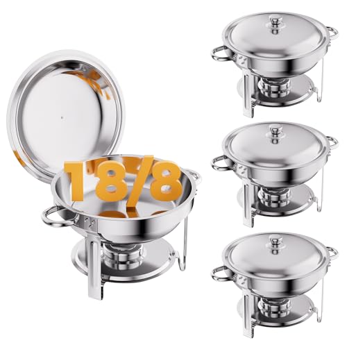 CAMMOO Silver 4 Pack Chafing Dishes for Buffet, 18/8 (304)