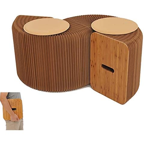 Folding Paper Stool Softeating Modern Design Accordion Style Pressure resistant waterproof Ecological Kraft Paper Stool/table Kitchen Living Dining Room Cover