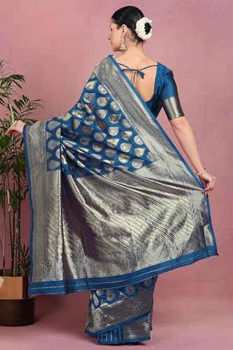 Image of Subham Saree for Woman Silk Cotton Kanjivaram | Soft Daily Wear Golden Zari Sari with Jacquard Blouse Piece