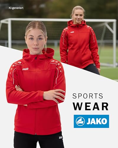 JAKO Damen Kapuzenjacke Classico, Rot, 44 – Ansicht 4