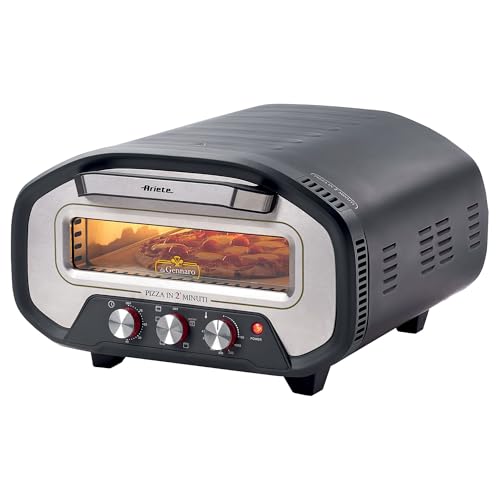 Image of Ariete De Gennaro Electric Neapolitan Pizza Oven, 2200W Power, Pizza Ready in 2 Minutes, 2 Independently Controlled Heating Elements, Adjustable Temperature up to 430°C, 60 Minute Timer, Black