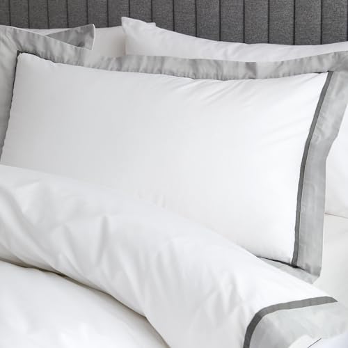 Bianca Mayfair 200 Thread Count Cotton King Duvet Cover Set with Pillowcases, White Silver Grey - Image 2