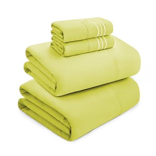 Mocassi Luxury King 4-Piece Sheet Set - 1800 Premium Hotel Quality - Easy-Fit, Wrinkle, Fade Resistant Bed Sheets and Pillowcases - All Around Elastic Fitted Sheet, Deep Pocket, Pistachio Green