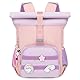 Rolltop Rucksack Kinder ab 3 Jahre - Mädchen Kindergarten Backpack Erweiterbarer Kapazität Kleiner Schulrucksack Kindertasche Kita Rucksäcke für Reise Schwimm Freizeit Schule Camping Trekking - Rosa