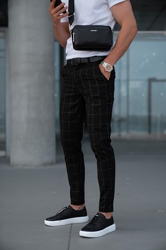 Mens Slim Fit Pants - Stretch Cotton Chinos Pants - Casual Golf Business Skinny Dress Pants for Men3
