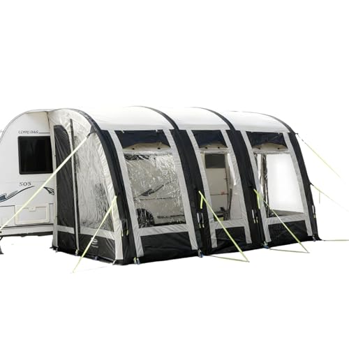 Leisurewize - Ontario 390 Inflatable Porch Air Awning, Fly Screens, Privacy Window - Awning rail height: 235-250cm | Adjustable Mud Skirt Large Eye Windows LWA15