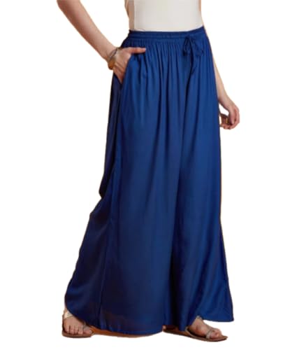 Image of TNQ Full Flared Cotton Palazzo Pants || Gold Print Printed Sharara Garara || Ethnic Or Casual Wear