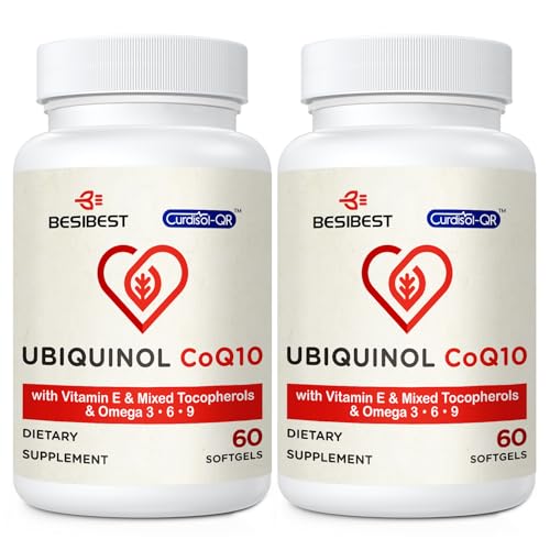 Ubiquinol CoQ10-600mg-Softgel, Active Coq10 Ubiquinol Supplement with Vitamin E & Omega 3, 6, 9,