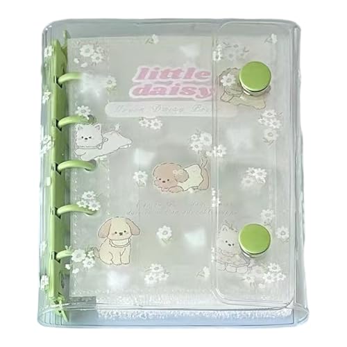 M5シール帳 バインダー12.6*9.6 cm, かわいいダブルボタン透明PVCソフトケース, カード収納, 小物整理, ティーンズ 女の子 男の子 女性 自宅 学校 教室 オフィス 旅行 ロードトリップ アウトドア 誕生日 ホリデー用