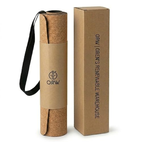 ORW Premium Cork Yoga Mat Non Slip Natural Rubber Yoga Paper Packaging 72x24