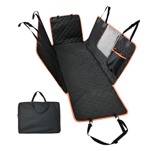 Amazon Basics Dog Car Seat Cover for Back Seat, Scratch-Resistant Nonslip Hammock with Side Flaps and Seatbelt Openings for Cars, SUVs, and Trucks, Black - image 8