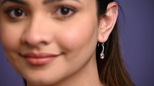 Clara 925 Silver Pink Solitaire Pendant Earring Chain Gift for Women & Girl | Gifting for Wife Girlfriend | Platinum Plated | Swiss Zirconia at Amazon.in