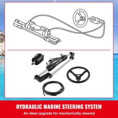 Happybuy Hydraulic Boat Steering Kit, 300HP Helm Pump, Aluminum Alloy Steering Cylinder, 13.5