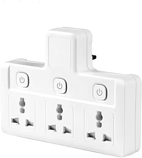 Multi Plug Extension Sockets, 3 Way Plug Extension with Independent Switches, Wall Multi Plug Adaptor Turn 1 into 3, Compact Power Extension Adapter