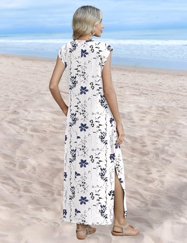 Image of Zeagoo Summer Dresses for Women 2026 Long Maxi Sundresses Loose Split Wrinkle-Free Beach Travel Vacation Clothes