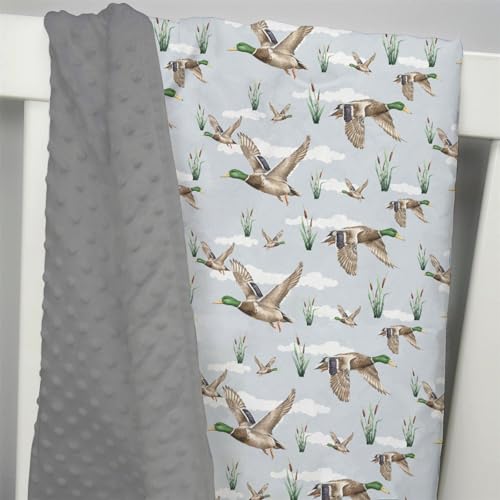 Image of Mink Baby Boys Blanket Mallard Duck Hunting, Wild Lake Bird Animal Hunter Reed Soft Plush Double Layer Dotted Backing Receiving Swaddle, Newborn Infant Toddler Nursery Crib Bedding 30 x 40