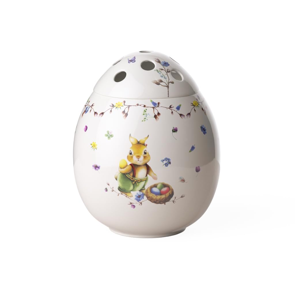 Villeroy & Boch - Spring Fantasy Ei Vase Bunt, Ostervase für Blumen Perforiert, Osterdeko, Ostern Dekoration, Hase Emma, Deko, Geschenk, Premium Porzellan