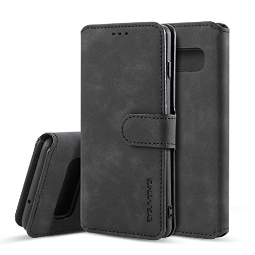 UEEBAI PU Leather Case for Samsung Galaxy S10 5G, Vintage Retro Premium Wallet Flip Cover TPU Inner Shell [Card Slots] [Magnetic Closure] Stand Function Folio Shockproof Full Protection - Black
