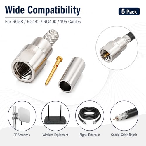 Conector macho FME para cable coaxial RG58 RG142 5 unidades miniatura 4