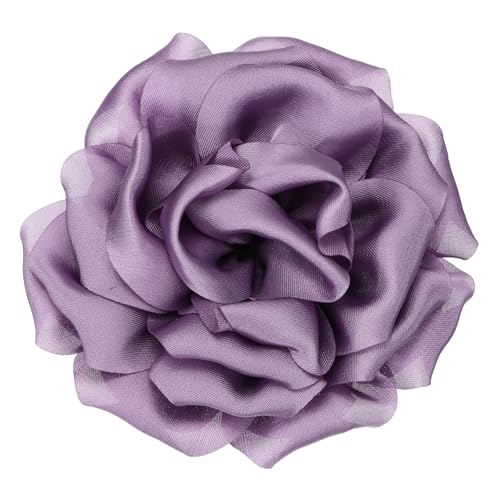 PATIKIL Broche de Seda Satinada con Flor de 4', Gran Broche de Solapa Floral de Peonía para Fiestas de Cumpleaños, Bailes, Banquetes, Decoración de Ropa, Sombreros Y Bolsos, Morado