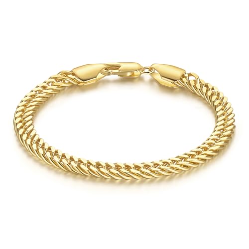 FEGER Gold Cuban Link Chain Bracelets for Men and Women