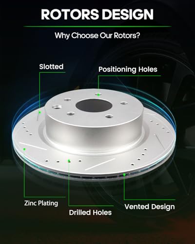 Image of SCITOO Rear Disc Brake Rotors Kits Drilled & Slotted Brakes Rotor:31387