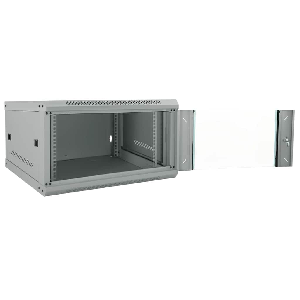 Armadio di rete da parete 53 x 60 x 30 cm, alloggiamento server in acciaio da 19 pollici con porta in vetro di sicurezza, grigio, armadietto dati per ufficio e infrastrutture IT
