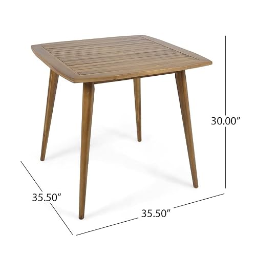 Noble House Wallace Square Acacia Wood Indoor Dining Table in Teak - Thumbnail 2