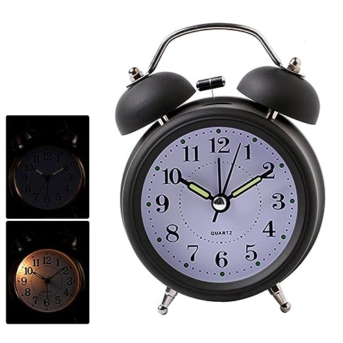 Reloj despertador ruidoso sin tictac analógico alimentado por pilas con luz de noche suave 3