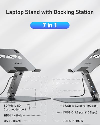 BENFEI ノートパソコンスタンド USB C 7in1 ドッキングステーション 000397grey の商品画像 1