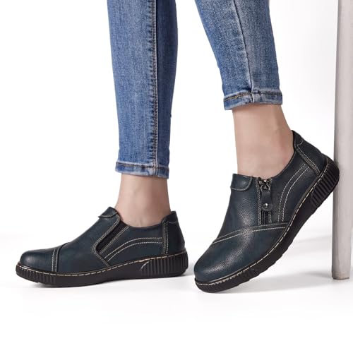 Image of Women Casual Slip on Leather Loafers Dress Walking Shoes