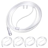 Anglechic 5 Pack 4Ft Adult Oxygen Nasal Cannula, Soft Oxygen Tubing for Adult, Cannula Nasal Tubing with Soft Curved Nose Piece, High Flow Lightweight Tube (Transparent)