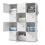 GIMTRR Cube Storage Organizers, 12 Cubes Portable Closet Wardrobe with Doors, Plastic Closet Organiz