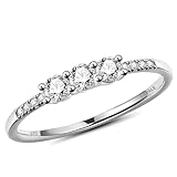 Round Cut Moissanite Wedding Band for Women, Brilliant D Color VVS1 Clarity Classic Lab Created Diamond Wedding Rings 18K White Yellow Rose Gold Vermeil 4 Claw Knife Edge Moissanite Rings (5.5, White Gold Plated with GRA) (8.5, White Gold Plated Silver)