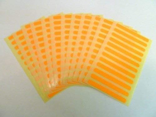 144 Labels, 50x5mm Rectangle, Fluo Tangerine, Colour Code Stickers, Self-Adhesive Sticky Coloured Labels