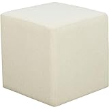 Lifestyle Solutions 18” Warren Ottoman Square Elegant Boucle, Stationary Ottomans, Backless Chair, Footrest for Living Room, Footstool Office, Bedroom, Padded Seat, Snow White Ivory