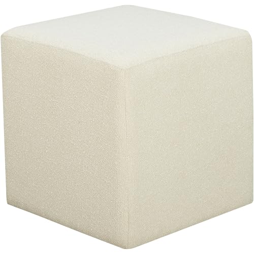 Studio Living Warren 18" Cube Ottoman, Urban Transitional, Fully Assembled, Soft Boucle Fabric, Snow by Studio Living - Used condition - US$63.24