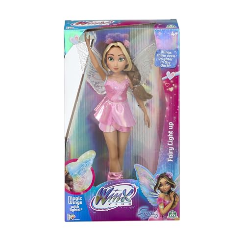 Winx, Boneca articulada com asas luminosas, 26 cm, modelo de flora, para crianças a partir de 3 anos, WNX782