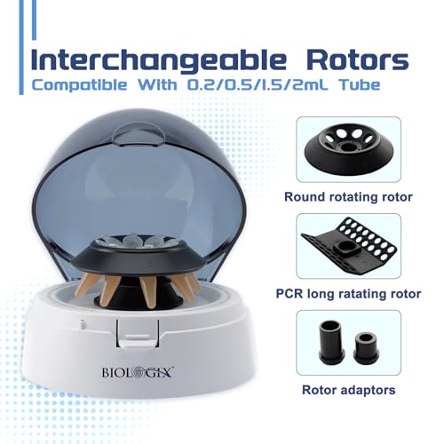 CryoKing Lab Mini Centrifuges 7000 RPM, Benchtop Centrifuge Machine Low Noise, Microcentrifuge 4 x 0.2mL PCR 8 Strips, Laboratory Centrifuges with DC Motor, Max 2680 x g RCF - Thumbnail 3