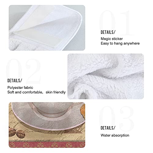 Boccsty Vintage Paris Cafe Poster Hanging Kitchen Towels 2 Pieces Coffee Butterfly Dish Cloth Tie Towels Hand Towel Tea Bar Towels For Bathroom Farmhouse Housewarming Tabletop Home #TOP4