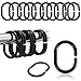 24 Pièces Anneaux de Douche Solides en Plastique, Crochets de Rideau de Douche en Forme de C, Noir Anneaux de Suspension de Rideau, pour Tringle de Fenêtre de Douche, Salle de Bain