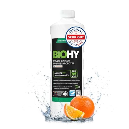 BiOHY Bodenreiniger für Wischroboter mit Orangenduft (1l Flasche) | Reinigungsmittel Konzentrat für alle Wischroboter | Schaumarm & Streifenfrei | Nachhaltiges 1:200 Konzentrat