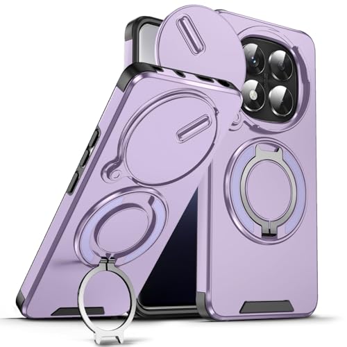FFXCXL Coque pour Redmi Note 15 Pro+ 5G,[Protection d'appareil Photo Slide Camera]，[Rotation de 360 Support] Protection de Niveau Militaire，Étui Antichoc-Violet