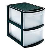 AC - Cajonera de Almacenamiento Tamesis con 2 cajones, Torre de Almacenamiento Multiusos para Oficina, hogar, Escuela, etc. 40 x 28,5 x 39 cm. Color Negro.