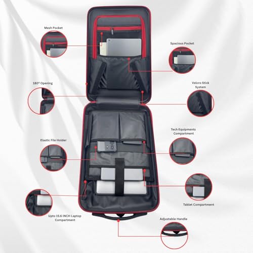 Image of Tukzer Hard Shell Laptop Travel Backpack Aliens Series-Polycarbonate Material with 7 Multi-utility Compartments for Laptops up to 15.6 inch,Tablets, ipad, smartphones,powerbank,HDD for Office & travel-RED