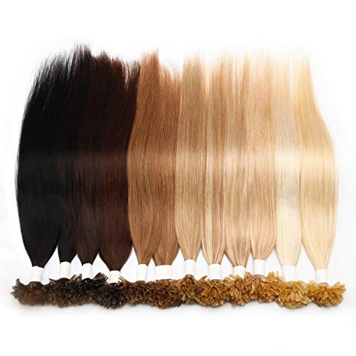 S-noilite 20" 100 Strands Straight Pre Bonded U Tip Remy Human Hair 0.5g/strand 50grams/pack Keratin Fusion Hair Extensions for Women Nail Tips Hair Piece #613 Bleach Blonde