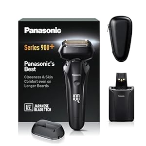 Panasonic Series 900+ ES-LS9A-K803 6-Klingen Nass- & Trockenrasierer für Männer, Elektrorasierer mit Bartdichtensensor und automatischem Reinigungs- und Ladesystem