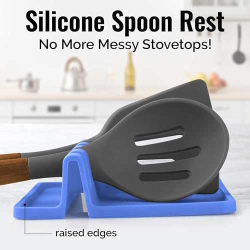 Image of Zulay Kitchen Silicone Utensil Rest with Drip Pad for Multiple Utensils - BPA-Free, Heat-Resistant Spoon Rest & Spoon Holder for Stove Top - Kitchen Utensil Holder for Ladles & Tongs - Periwinkle