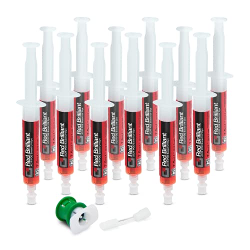 Errecom Red Brilliant - 12 x 7,5 ml, POE-basierter UV-Tracer zum Aufspüren von Kältemittellecks in Kfz-Klimaanlagen mit elektrischem Kompressor, inklusive Adapter für R1234yf