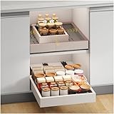 Pull out Cabinet Organizer,3 Sliding Rails,Width (11'-16'),Depth (13'-17') Expandable,No Drill Adjustable Slide out Drawers for Kitchen,Pantry, Adhesive Roll out Shelves,for Cabinets Without Lip,White